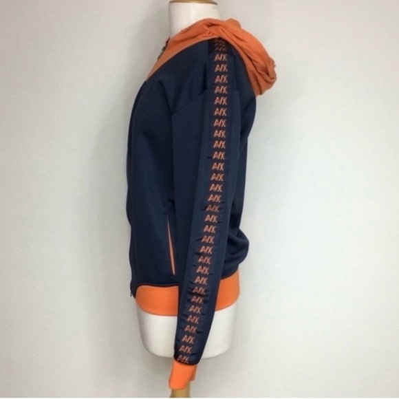 A/X Armani Women's Exchange Navy Orange Logo Zip Hooded Track Jacket Size Small - Picture 3 of 16